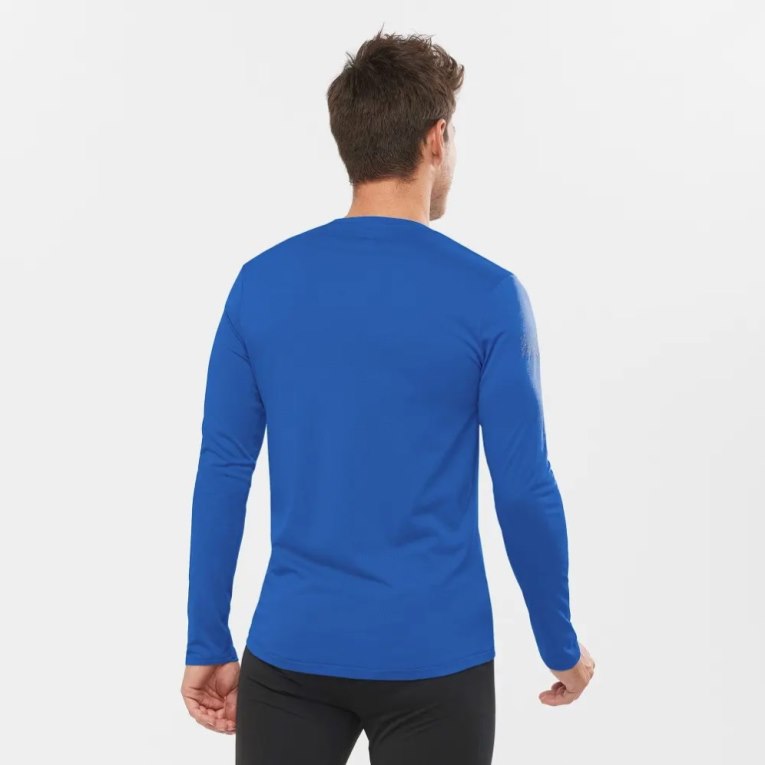 Camiseta Salomon Agile Long Sleeve Masculino Azuis | PT N69178